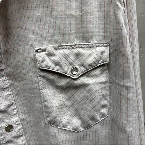 Wrangler Single Needle Tailoring Long Tails Pearl Snap Button Down Shirt 17x35 - Picture 6 of 7